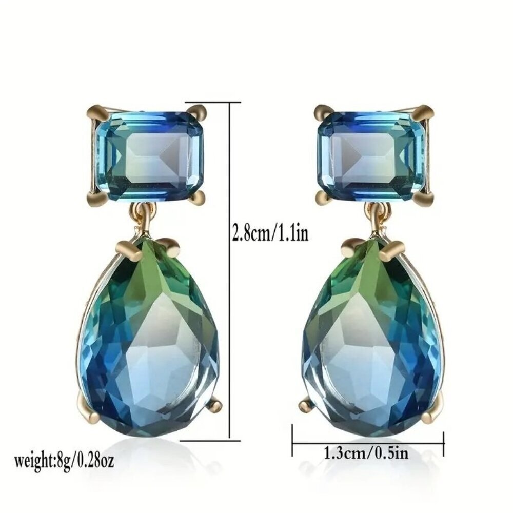 18kt Gold Plated Crystal Drop Earrings NEW - Picture 2 of 4